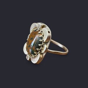 Bloodstone + Brass Metal Ring